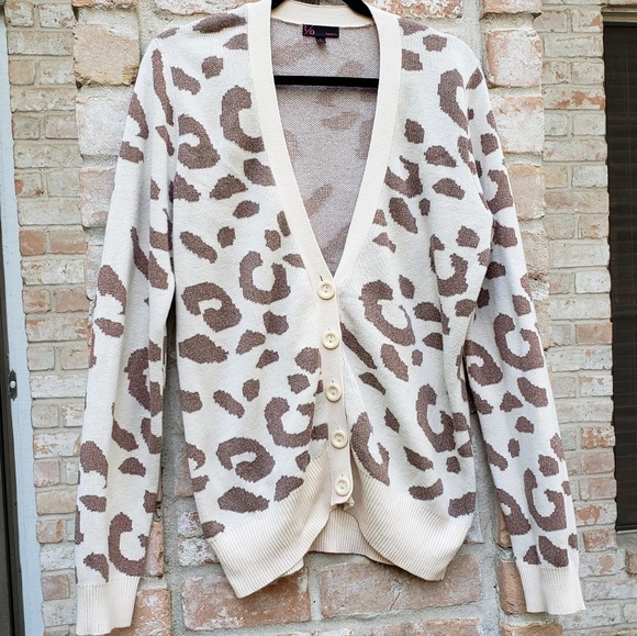 t/o Sweaters - t/o | sparkly leopard cardigan sweater L